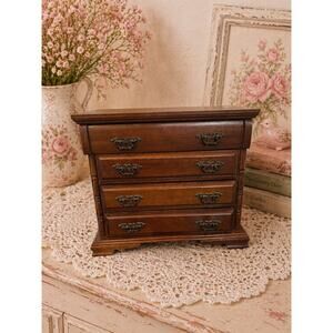 Vintage MCM Musical Jewelry Box 11" Tall 3 Drawers Queen Anne plays "Yesterday"